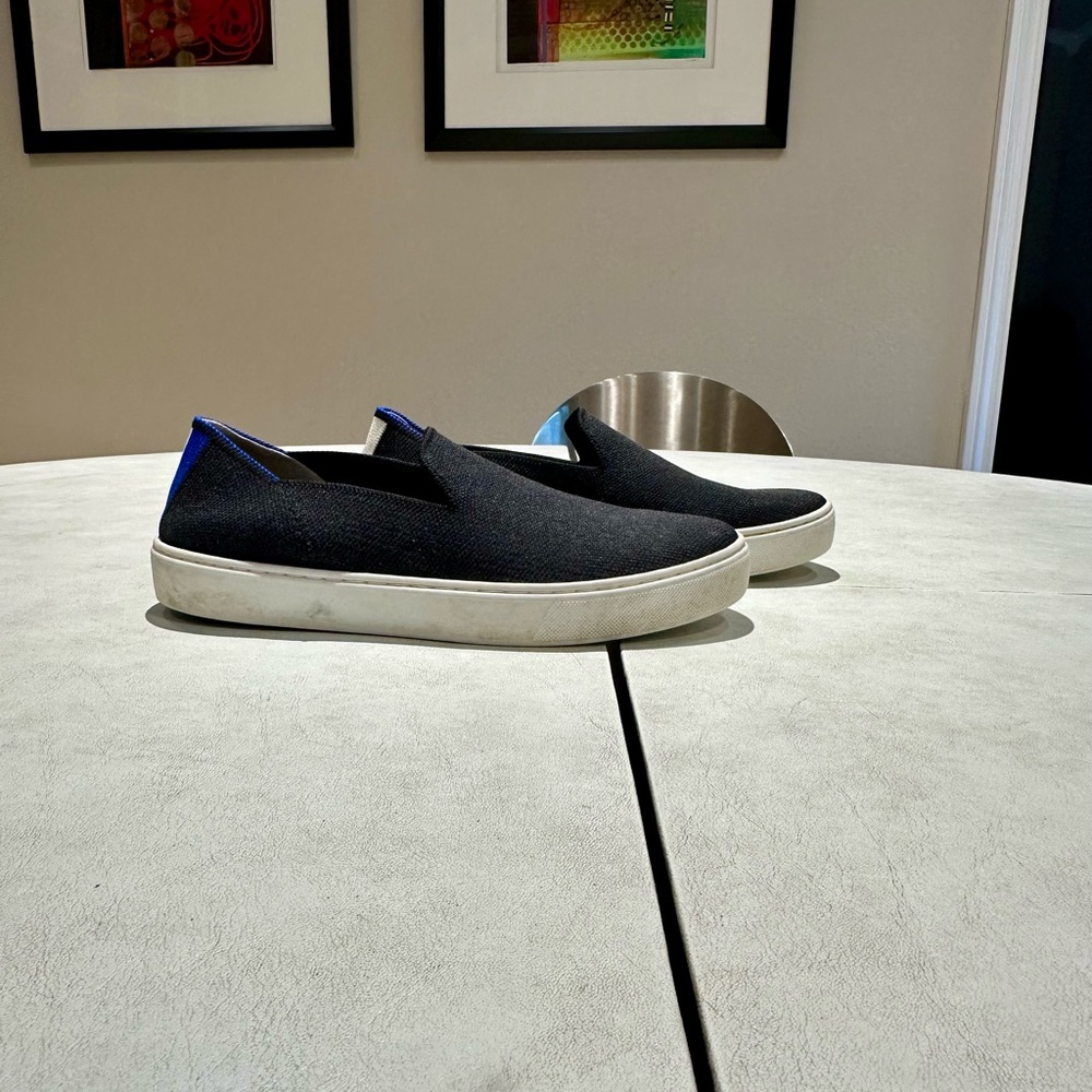 Black Slip-On Sneakers with White Soles